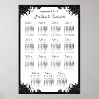 Póster Gráficos de Mesas de Casamento Preto e Branco 15