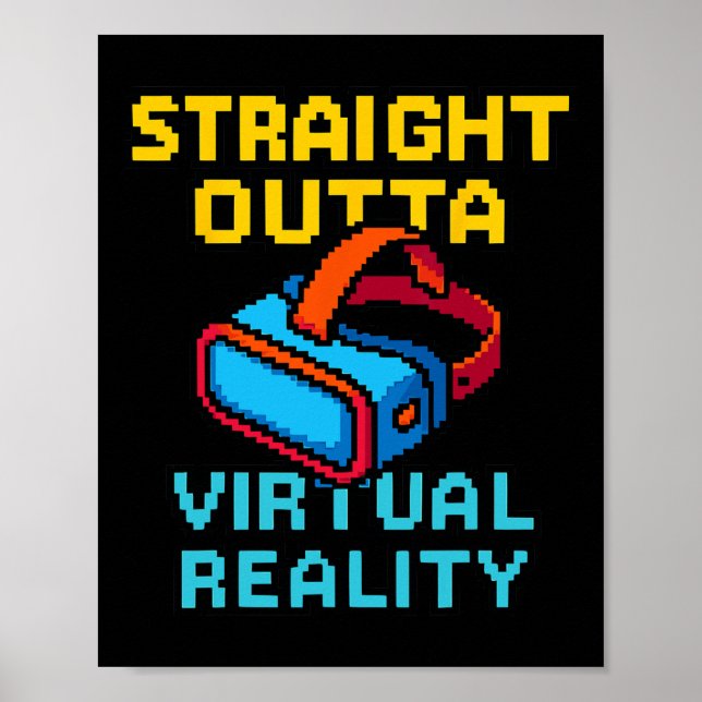 Poster Gráficos de Realidade Virtual em Pixel Art Retro p (Frente)