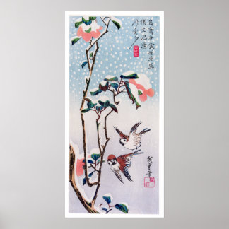 Póster Gráficos e Camellias em Neve, Hiroshige