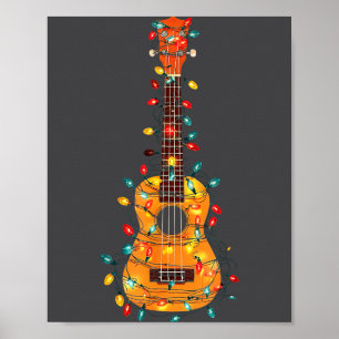 Poster Gráficos Engraçados de Natal com Ukulele para Aman