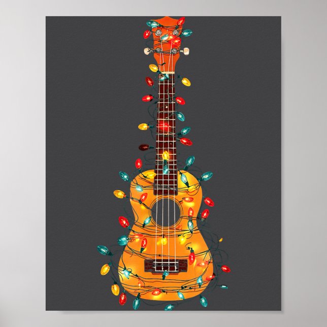 Poster Gráficos Engraçados de Natal com Ukulele para Aman (Frente)
