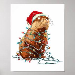 Poster Gráficos engraçados de Natal de Tatu Luzes Animais