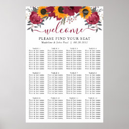 Poster Gráficos Sentados de Casamento de Sunflower Floral