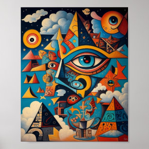 Poster Grafite cubista ART - Uma fusão de arte e AI Poste