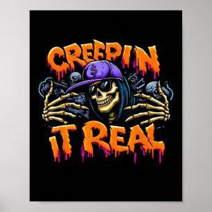 Poster Grafite de Droga de Esqueleto de Hip Hop do Hallow