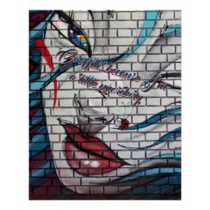 Póster Grafite de Menina Asiática 