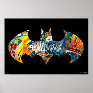 Poster Grafite do logotipo Batman Neon/80s
