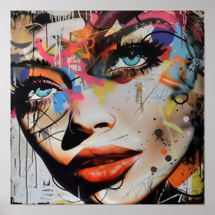Poster Grafite do rosto de uma mulher
