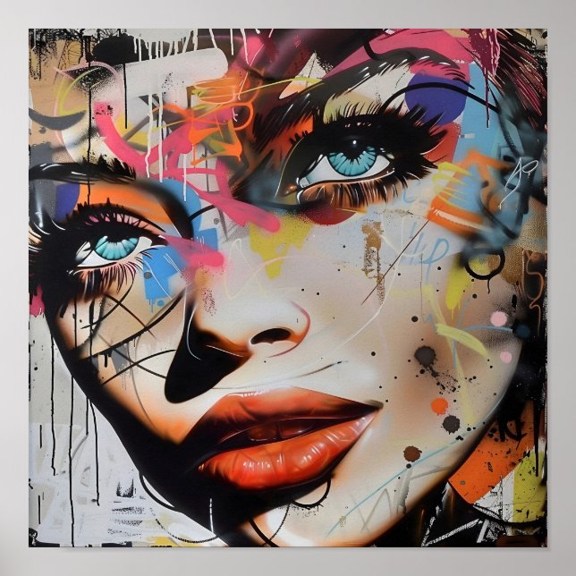 Poster Grafite do rosto de uma mulher (Frente)