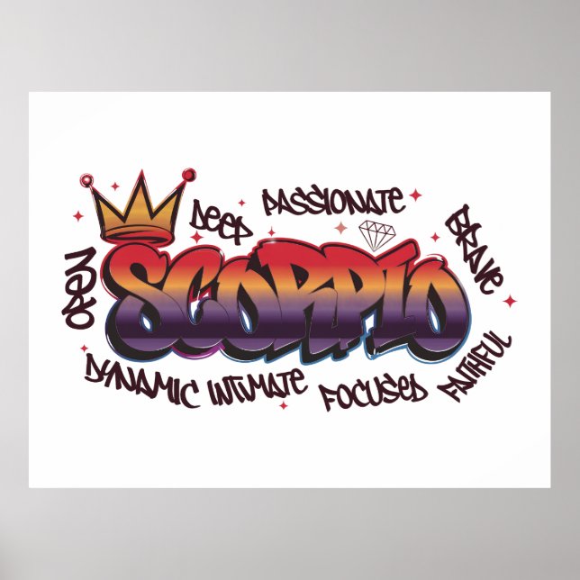 Poster Grafite do zodíaco de Escorpião (Frente)