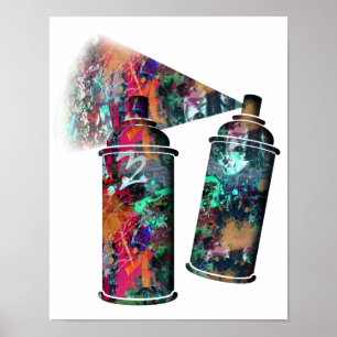 Póster Grafite e latas de pulverização de pintura