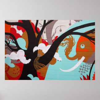 Póster Grafite Elefante