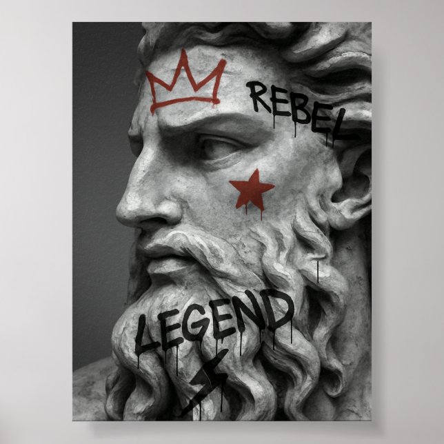 Poster Grafite Rebel King Bust com Coroa (Frente)