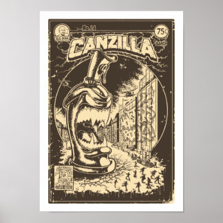 Póster Grafiteira CANZILLA - Retro SciFi monstro banda