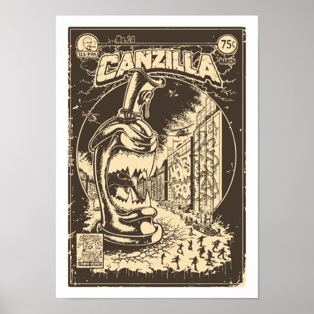 Póster Grafiteira CANZILLA - Retro SciFi monstro banda (Frente)