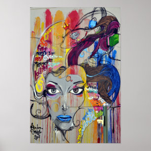 Póster Grafites coloridos legal das mulheres