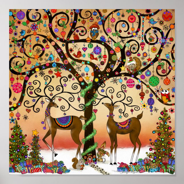 Poster Grafo Reindeer Whimsical Ornament Natal (Frente)