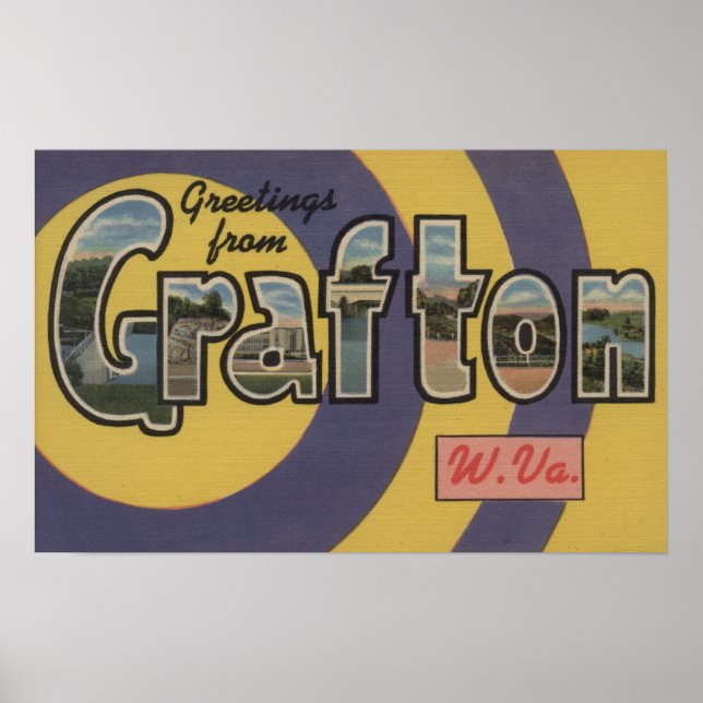Póster Grafton, Virgínia Ocidental - Cenas com Letras Gra (Frente)