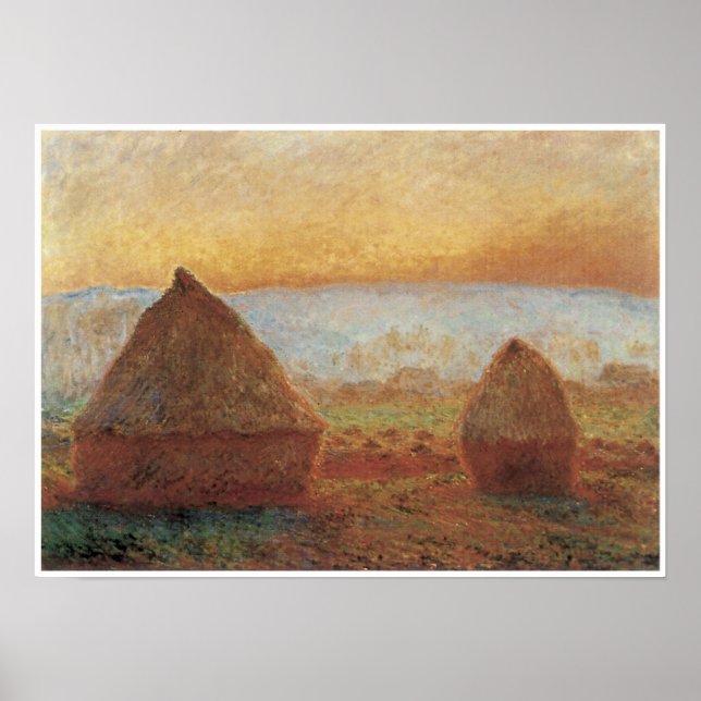 Póster Grainstacks no Giverny, Sunset, 1888-89 (Frente)