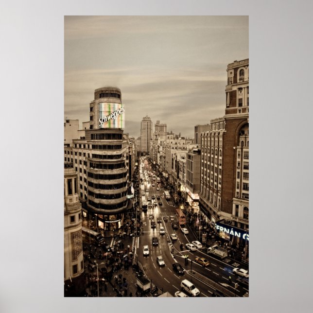 Póster Gram Via de Madrid en España (Frente)