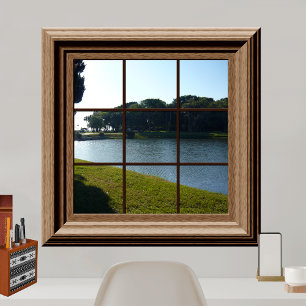 Póster Grama calma da lagoa da paisagem da opinião da