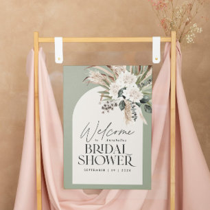 Poster Grama de pampas de chuveiro de noiva espuma verde-