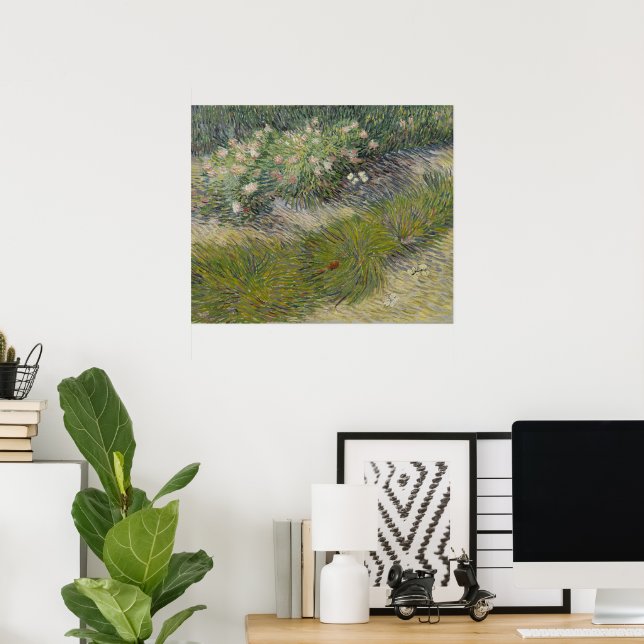 Poster Grama e Borboletas por Vincent van Gogh (Escritório em casa)