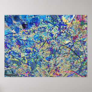 Póster grama e flores azuis