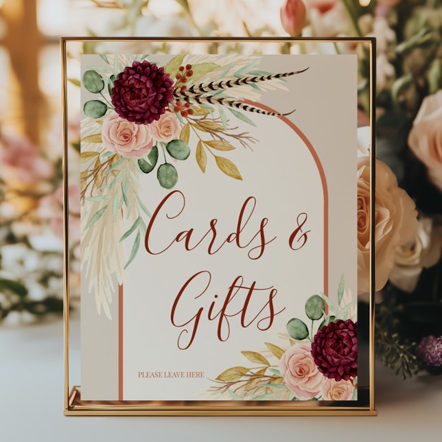 Poster Grama Pampas Rústico Boho Terracota Cartão E Prese (Criador carregado)