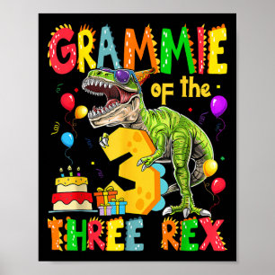 Poster Gramímio Do Dinossauro Rex aniversário de 3 anos