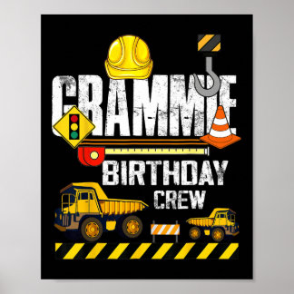 Poster Grammie Birthday Crew Construction Excavator Party