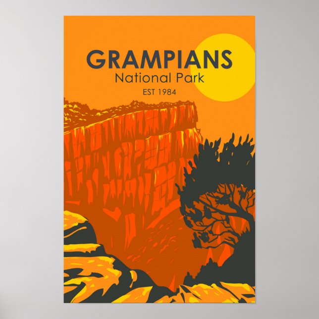 Poster Grampians National Park Austrália Vintage (Frente)