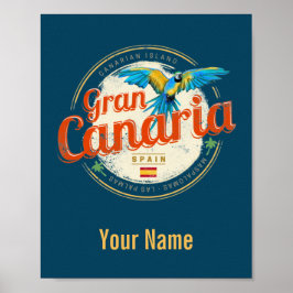 Poster Gran Canaria Parrot Canary Islands Espanha Vintage