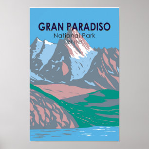 Poster Gran Paradiso Parque Nacional Itália Vintage