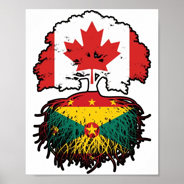 Poster Granada Granada Canadense Canadá Bandeira de Raíze (Frente)