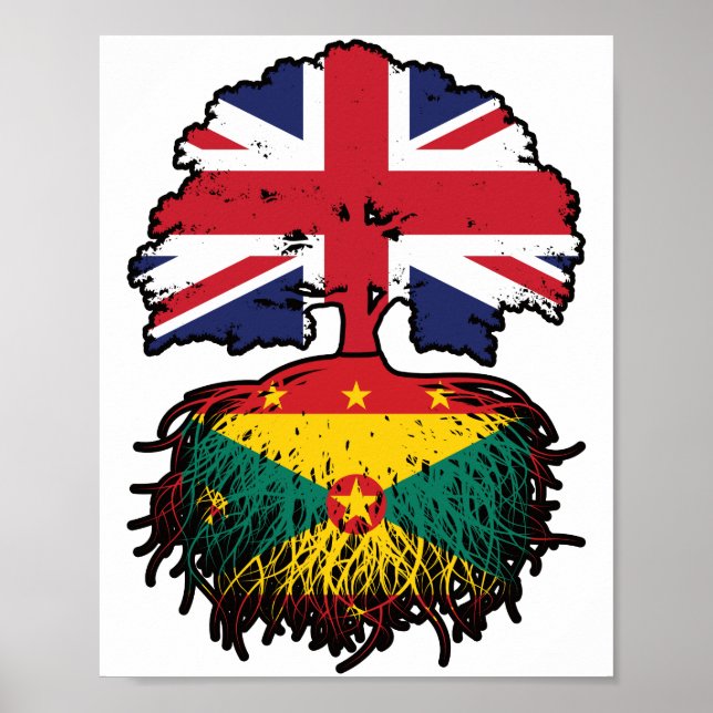 Poster Granada Grenade British Tree Roots Flag (Frente)