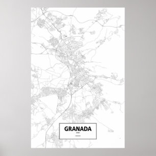 Póster Granada, Spain (black on white)