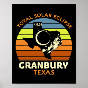Poster Granbury Texas Total Solar Eclipse 2024