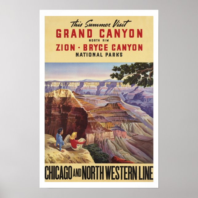 Póster Grand Canyon, América - Viagens vintage (Frente)