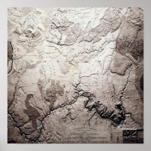 Poster Grand Canyon de Colorado e de mapa de