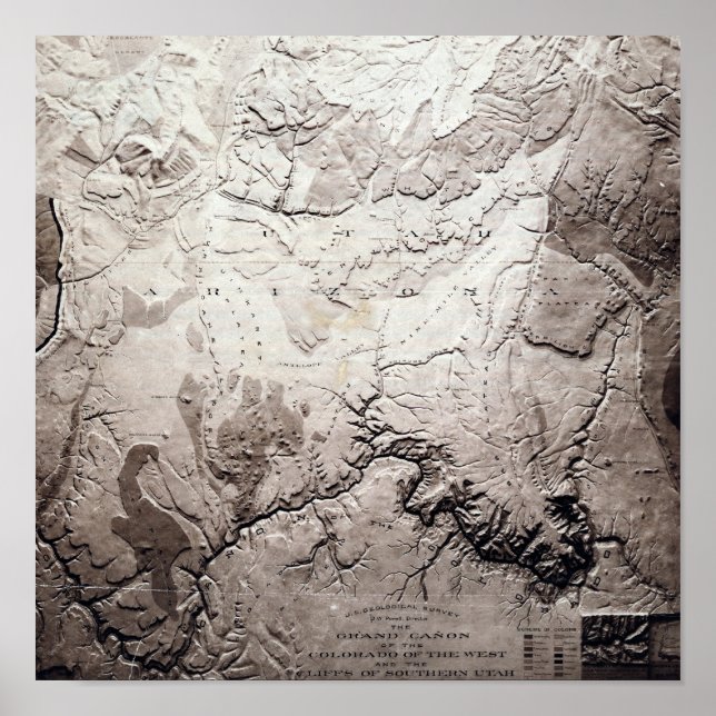 Poster Grand Canyon do Colorado e UtahPanorâmica Map (Frente)