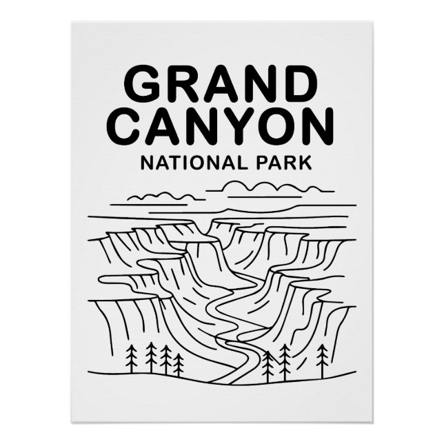 Póster Grand Canyon National Park Line Art (Frente)