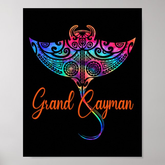 Poster Grand Cayman Islands 2025 Tribal Stingray Family V (Frente)