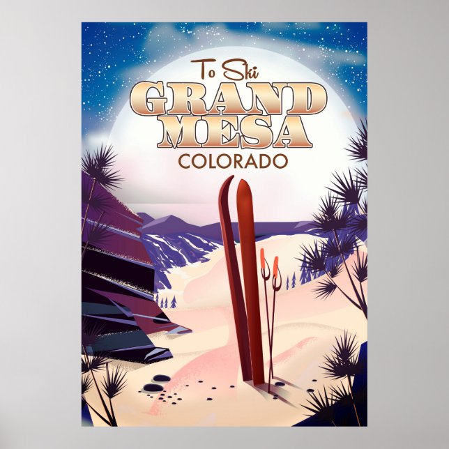 Poster grand mesa, pôster de esqui do Colorado. (Frente)