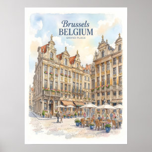 Poster Grand Place Histórico de Bruxelas