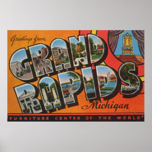 Poster Grand Rapids, Michigan - Large Letter Scenes