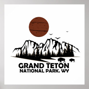 Poster Grand Teton montanhas Parque Nacional Wyoming