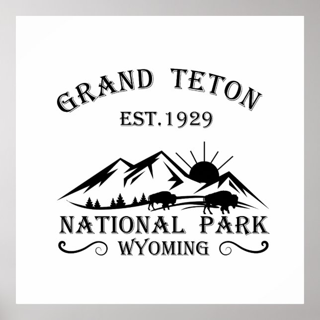 Poster Grand Teton mountains National Park Wyoming (Frente)