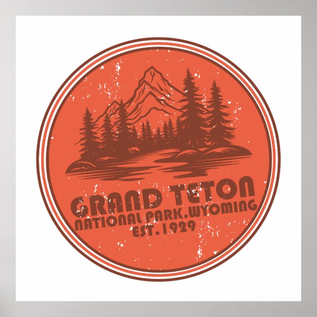 Poster Grand Teton mountains National Park Wyoming (Frente)