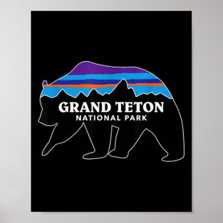 Poster Grand teton national park grizzly bear minimalist